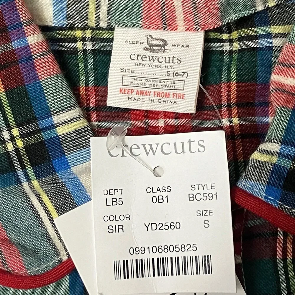 Crewcuts Plaid‎ Button Front Pajama Top Boys 6–7 Cozy Sleepwear